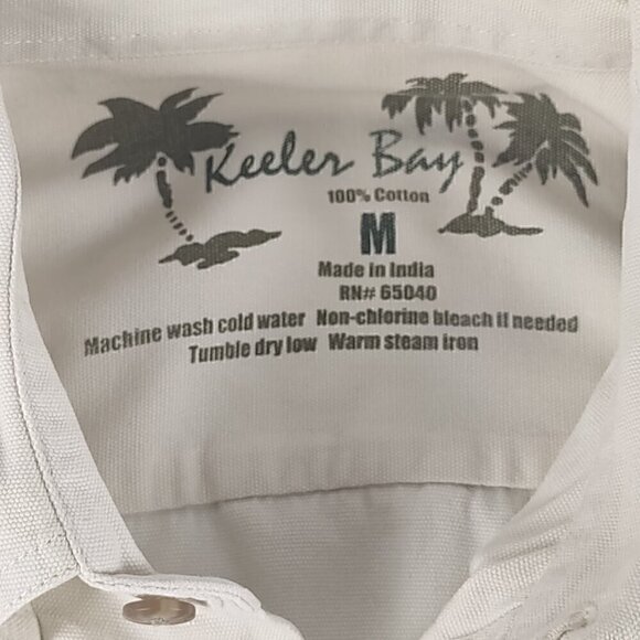 Keeler Bay Mens 100% Cotton Long Sleeve Button Down Beige Shirt Size Medium - Picture 11 of 11